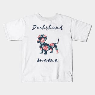 Dachshund Mama Floral Pattern Kids T-Shirt